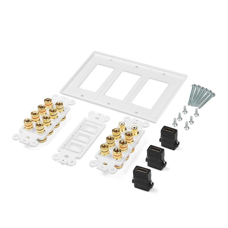 ICESPRING 3 Gang 7.2 Surround Sound Distribution Home Theater Copper Banana Binding Post Coupler Type Wall Plated for 7 Speakers 2 RCA Jacks for Subwoofers And 3 HDMI Ports - Image 4
